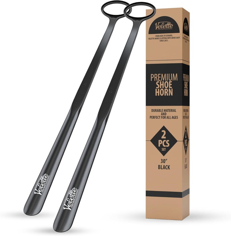 Velette 2-Pack 30" Extra Long Shoe Horn - Plastic Shoe Horn Long Handle for Seniors, Men, Women & Kids - Boot Horns, Shoehorn Long-Handle, Elderly Must Haves - Shoes Spoon, Helper, Gifts for Seniors - Image 1